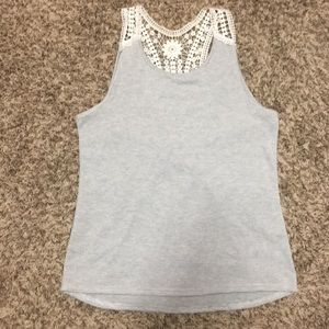 Gray/White Lace Tank Top